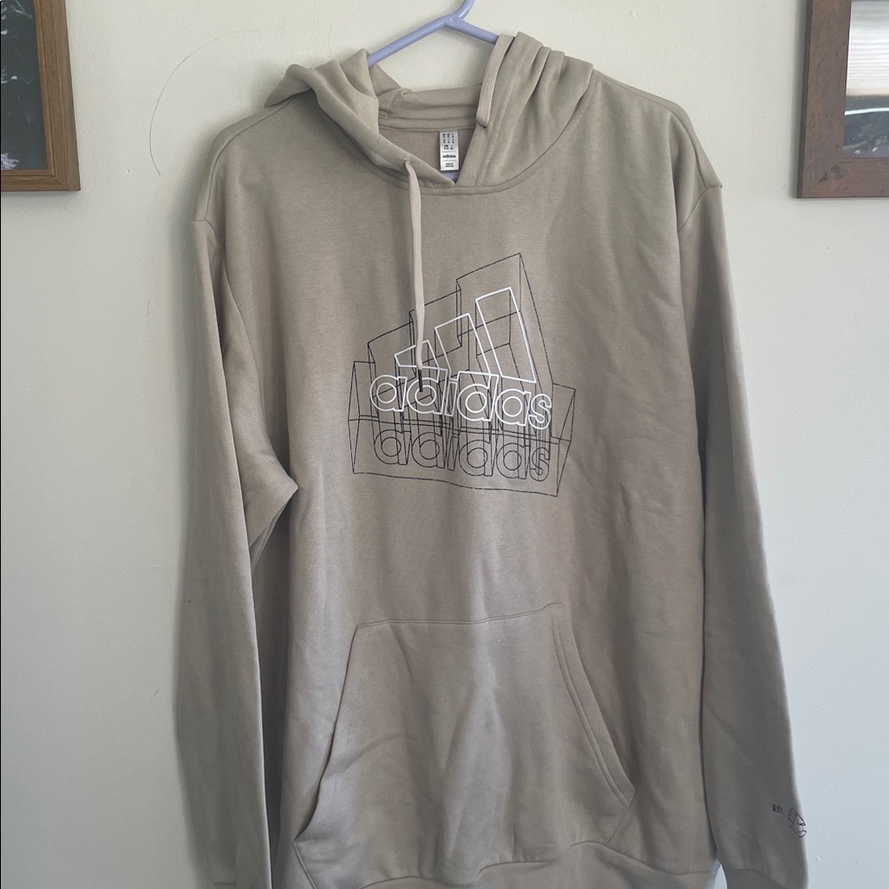 Adidas Beige Hoodie with Logo XL NWOT